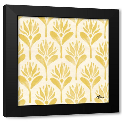 Spring Botanical Pattern IVD Black Modern Wood Framed Art Print by Penner, Janelle