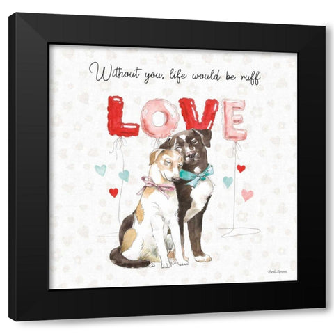 Paws of Love IV Black Modern Wood Framed Art Print with Double Matting by Grove, Beth