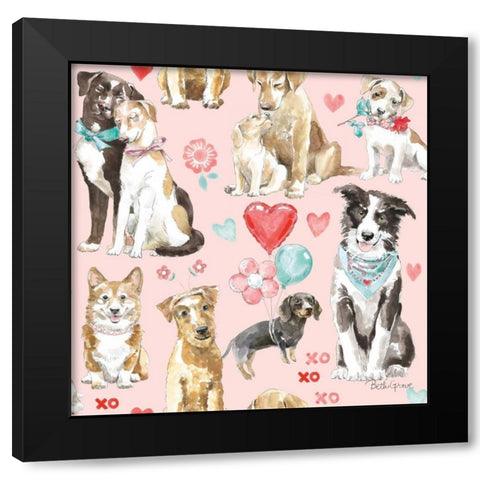 Paws of Love Pattern IB Black Modern Wood Framed Art Print with Double Matting by Grove, Beth
