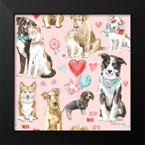 Paws of Love Pattern IB Black Modern Wood Framed Art Print by Grove, Beth