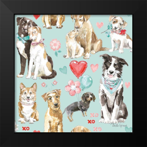 Paws of Love Pattern IC Black Modern Wood Framed Art Print by Grove, Beth