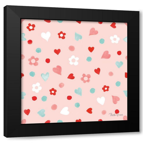Paws of Love Pattern IIB Black Modern Wood Framed Art Print with Double Matting by Grove, Beth