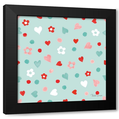 Paws of Love Pattern IID Black Modern Wood Framed Art Print with Double Matting by Grove, Beth