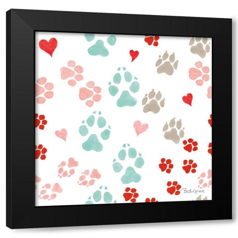 Paws of Love Pattern IIIA Black Modern Wood Framed Art Print by Grove, Beth