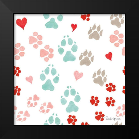 Paws of Love Pattern IIIA Black Modern Wood Framed Art Print by Grove, Beth
