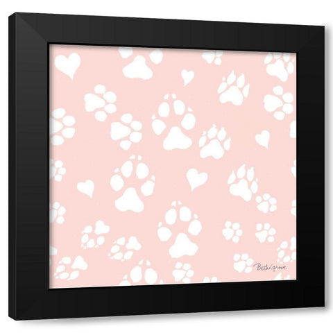 Paws of Love Pattern IIIB Black Modern Wood Framed Art Print with Double Matting by Grove, Beth