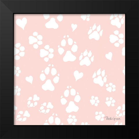 Paws of Love Pattern IIIB Black Modern Wood Framed Art Print by Grove, Beth