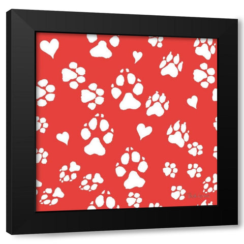 Paws of Love Pattern IIIC Black Modern Wood Framed Art Print with Double Matting by Grove, Beth