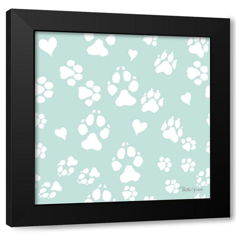 Paws of Love Pattern IIID Black Modern Wood Framed Art Print with Double Matting by Grove, Beth