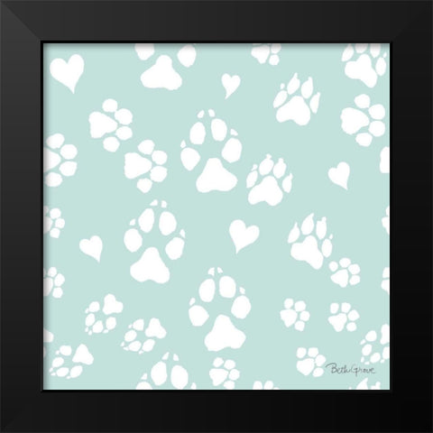 Paws of Love Pattern IIID Black Modern Wood Framed Art Print by Grove, Beth