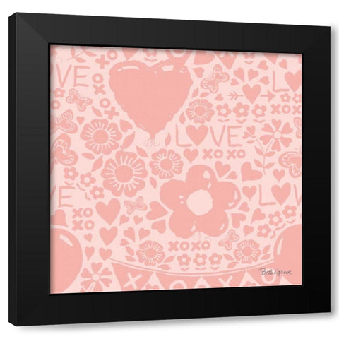 Paws of Love Pattern IVB Black Modern Wood Framed Art Print with Double Matting by Grove, Beth