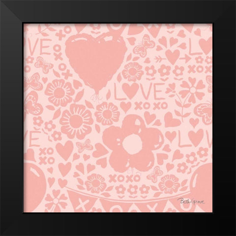 Paws of Love Pattern IVB Black Modern Wood Framed Art Print by Grove, Beth