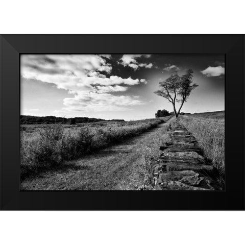 Stone Wall Black Modern Wood Framed Art Print by Aledanda
