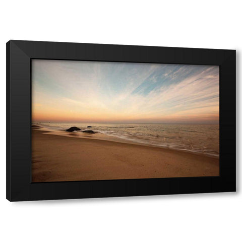 Marthas Vineyard Beach II Black Modern Wood Framed Art Print with Double Matting by Aledanda