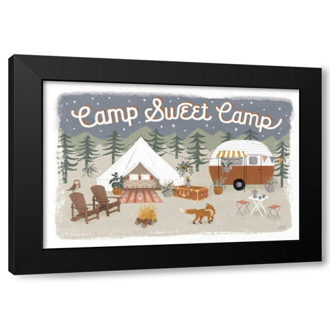 Gone Glamping I Black Modern Wood Framed Art Print by Marshall, Laura