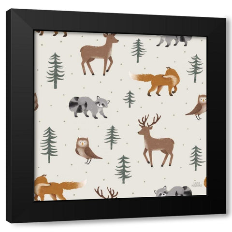 Gone Glamping Pattern VIA Black Modern Wood Framed Art Print with Double Matting by Marshall, Laura