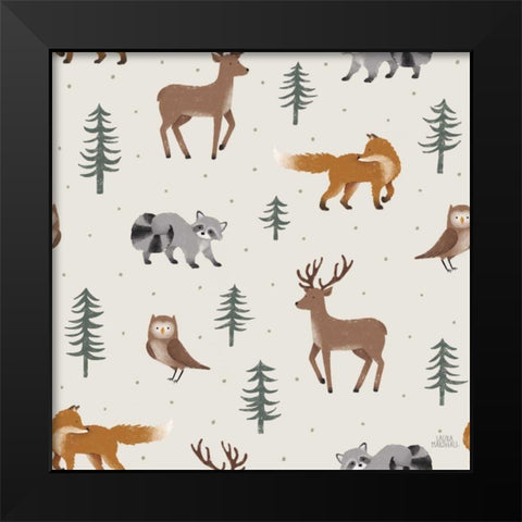 Gone Glamping Pattern VIA Black Modern Wood Framed Art Print by Marshall, Laura