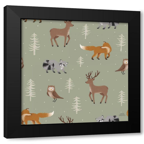 Gone Glamping Pattern VIB Black Modern Wood Framed Art Print by Marshall, Laura