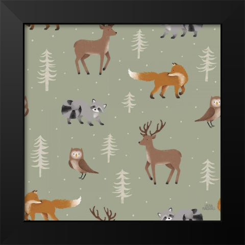Gone Glamping Pattern VIB Black Modern Wood Framed Art Print by Marshall, Laura