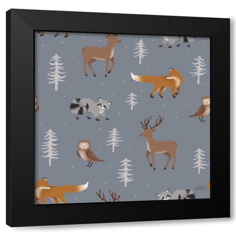 Gone Glamping Pattern VIC Black Modern Wood Framed Art Print with Double Matting by Marshall, Laura