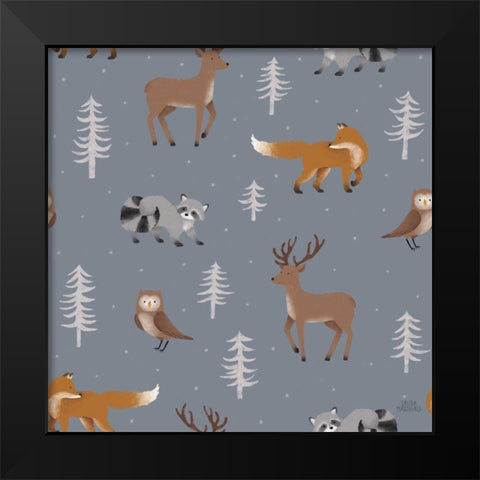 Gone Glamping Pattern VIC Black Modern Wood Framed Art Print by Marshall, Laura