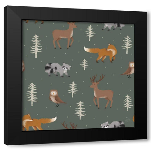 Gone Glamping Pattern VID Black Modern Wood Framed Art Print by Marshall, Laura