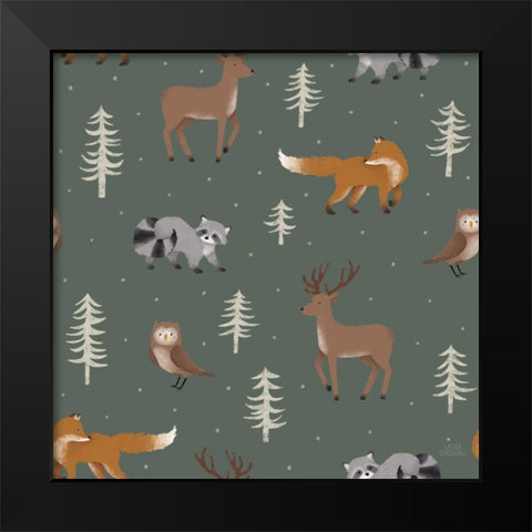 Gone Glamping Pattern VID Black Modern Wood Framed Art Print by Marshall, Laura