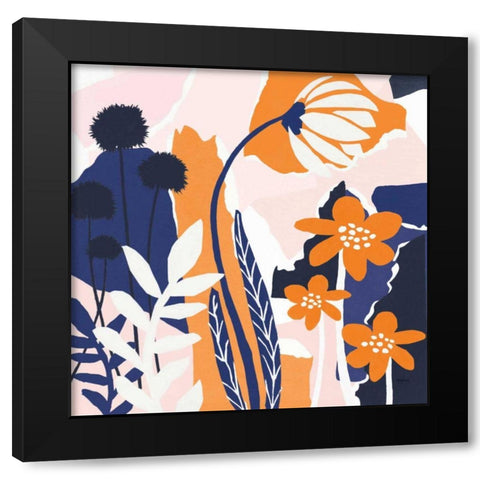 Happy Place Blue Black Modern Wood Framed Art Print with Double Matting by Urban, Mary