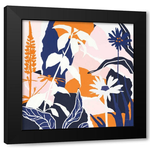 Happy Place II Blue Black Modern Wood Framed Art Print with Double Matting by Urban, Mary