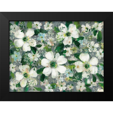 Anemones and Friends Black Modern Wood Framed Art Print by Nai, Danhui