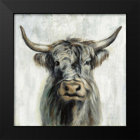 Highland Cow Black Modern Wood Framed Art Print by Vassileva, Silvia