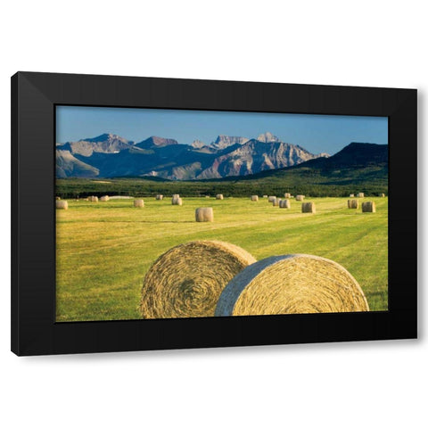 Waterton Hay Bales Black Modern Wood Framed Art Print with Double Matting by Majchrowicz, Alan