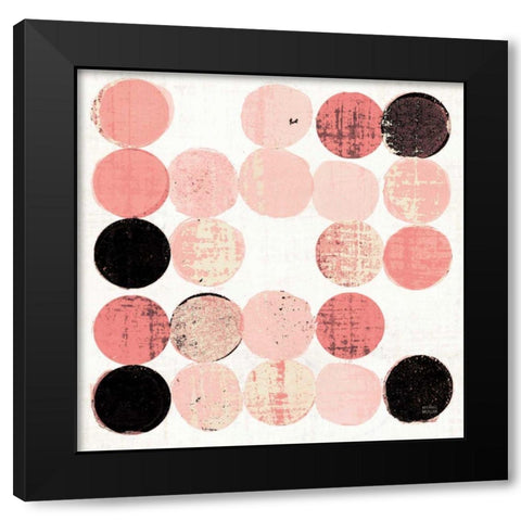 Dots II Square I Pink Black Black Modern Wood Framed Art Print by Mullan, Michael
