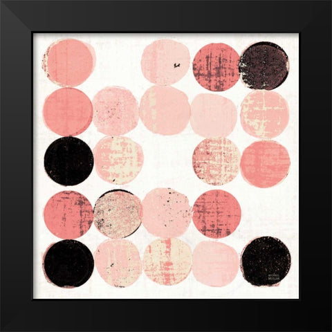 Dots II Square I Pink Black Black Modern Wood Framed Art Print by Mullan, Michael