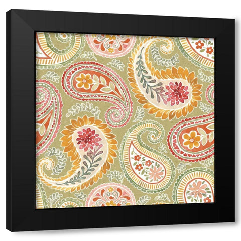 Harvest Bouquet Pattern IIIB Black Modern Wood Framed Art Print with Double Matting by Grove, Beth