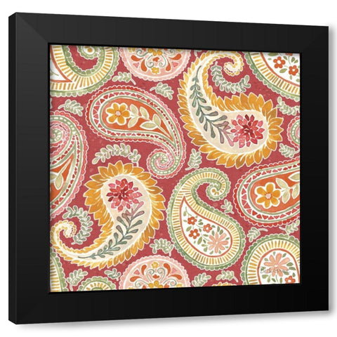 Harvest Bouquet Pattern IIID Black Modern Wood Framed Art Print with Double Matting by Grove, Beth