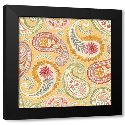 Harvest Bouquet Pattern IIIE Black Modern Wood Framed Art Print with Double Matting by Grove, Beth