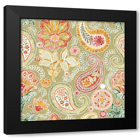 Harvest Bouquet Pattern VIIB Black Modern Wood Framed Art Print with Double Matting by Grove, Beth