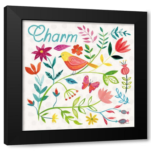 Budding Beauty V Black Modern Wood Framed Art Print with Double Matting by Zaman, Farida