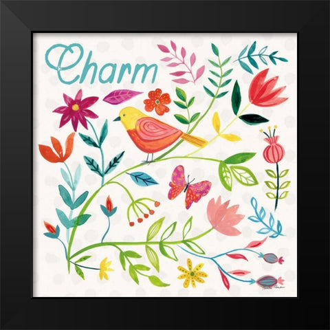 Budding Beauty V Black Modern Wood Framed Art Print by Zaman, Farida