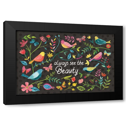 Budding Beauty I Dark Black Modern Wood Framed Art Print with Double Matting by Zaman, Farida