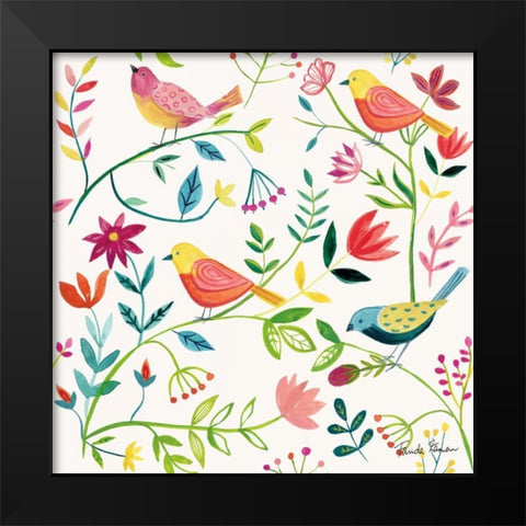 Budding Beauty Pattern IA Black Modern Wood Framed Art Print by Zaman, Farida