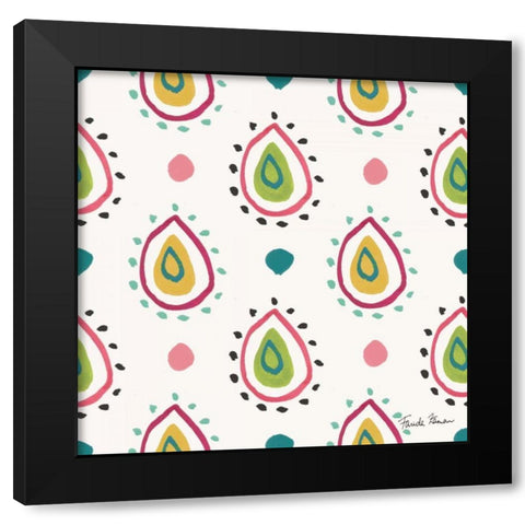 Budding Beauty Pattern IIIA Black Modern Wood Framed Art Print with Double Matting by Zaman, Farida