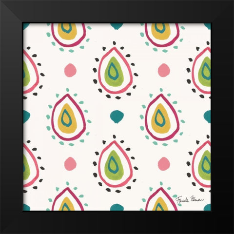 Budding Beauty Pattern IIIA Black Modern Wood Framed Art Print by Zaman, Farida