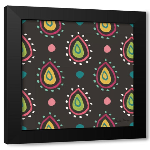 Budding Beauty Pattern IIIB Black Modern Wood Framed Art Print with Double Matting by Zaman, Farida