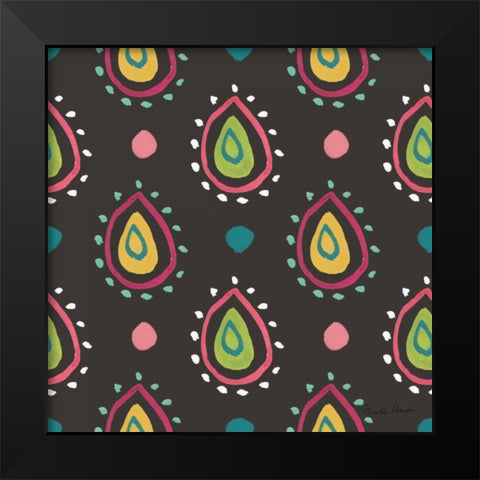 Budding Beauty Pattern IIIB Black Modern Wood Framed Art Print by Zaman, Farida