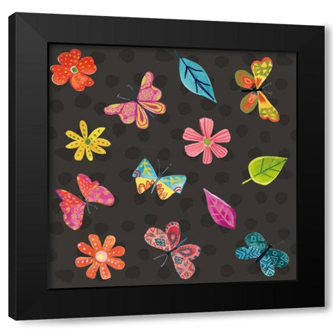 Budding Beauty Pattern IVB Black Modern Wood Framed Art Print by Zaman, Farida