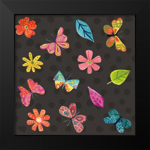 Budding Beauty Pattern IVB Black Modern Wood Framed Art Print by Zaman, Farida