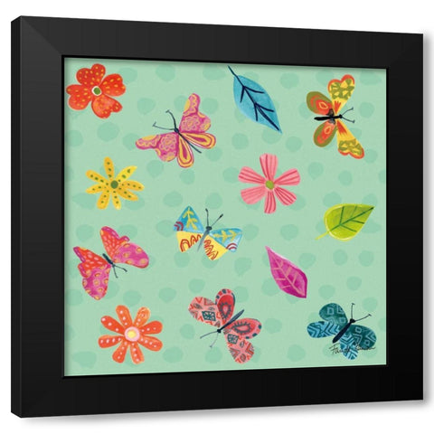 Budding Beauty Pattern IVC Black Modern Wood Framed Art Print with Double Matting by Zaman, Farida