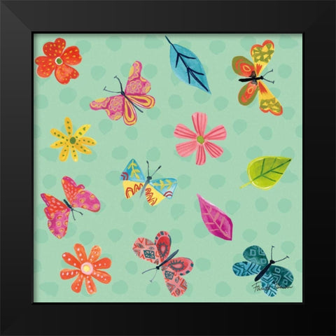 Budding Beauty Pattern IVC Black Modern Wood Framed Art Print by Zaman, Farida